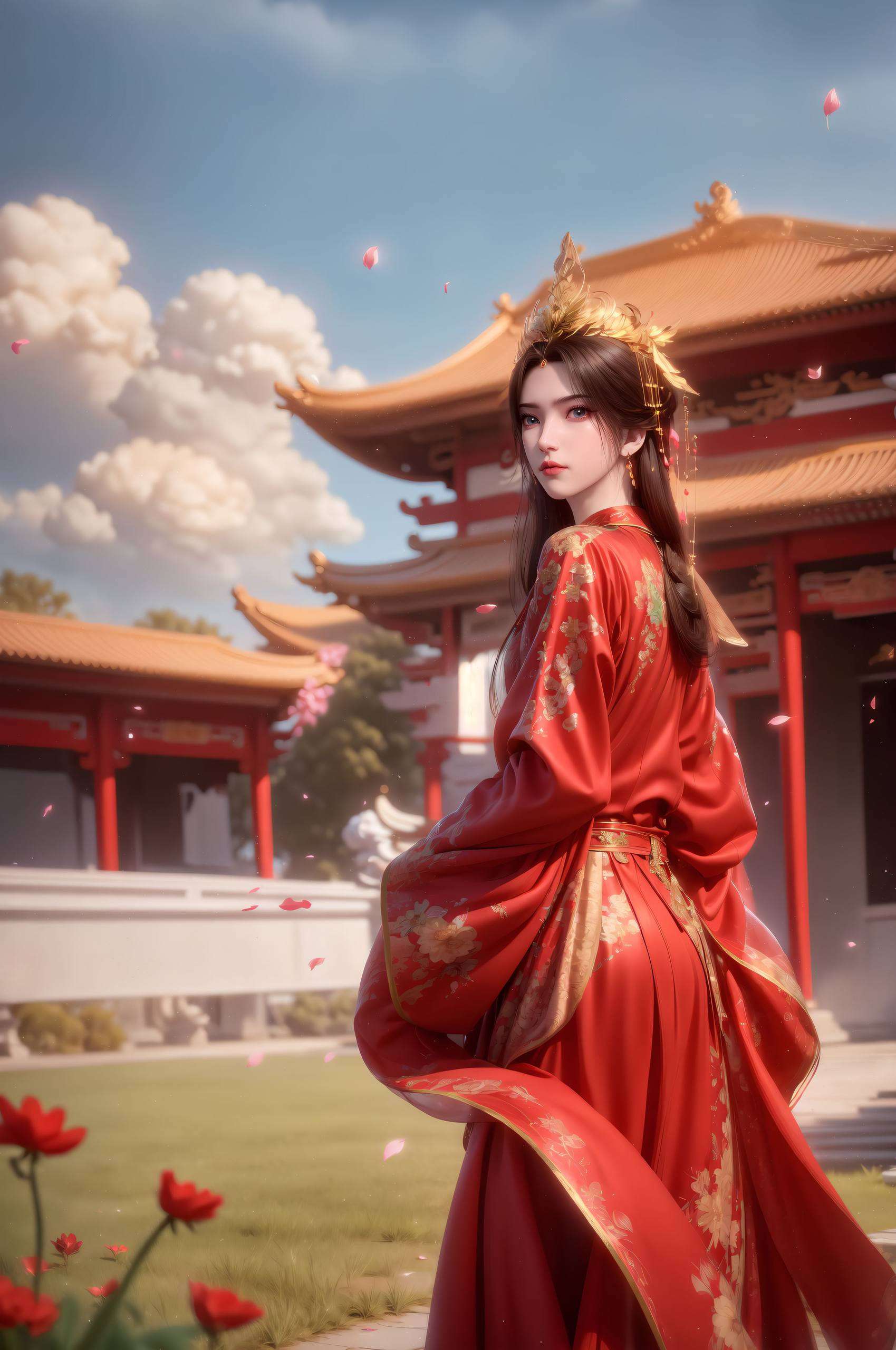 壁纸中的他们李慕婉如同一朵盛开的仙莲