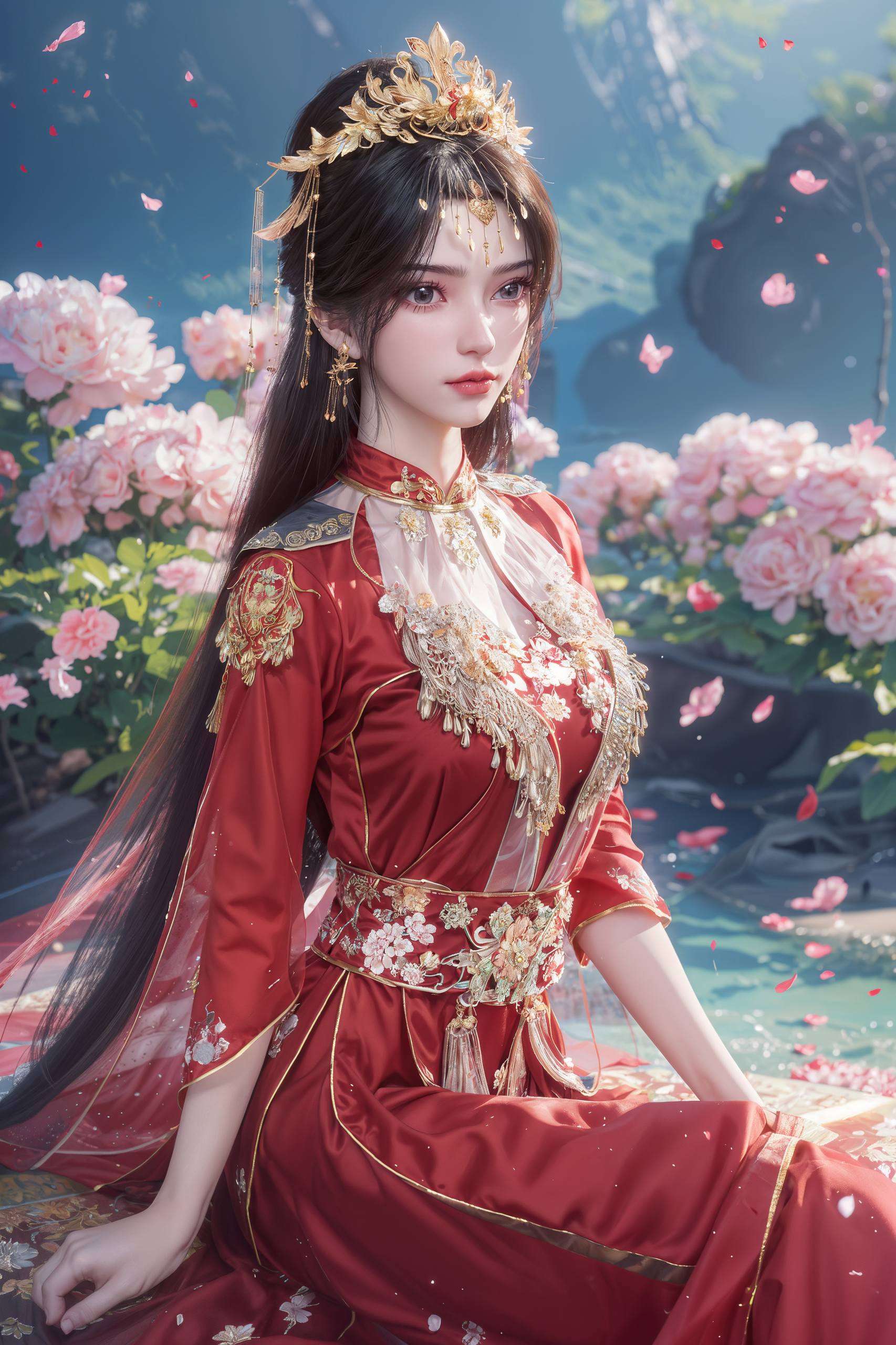 简洁而不简单她的长发如瀑布般垂下