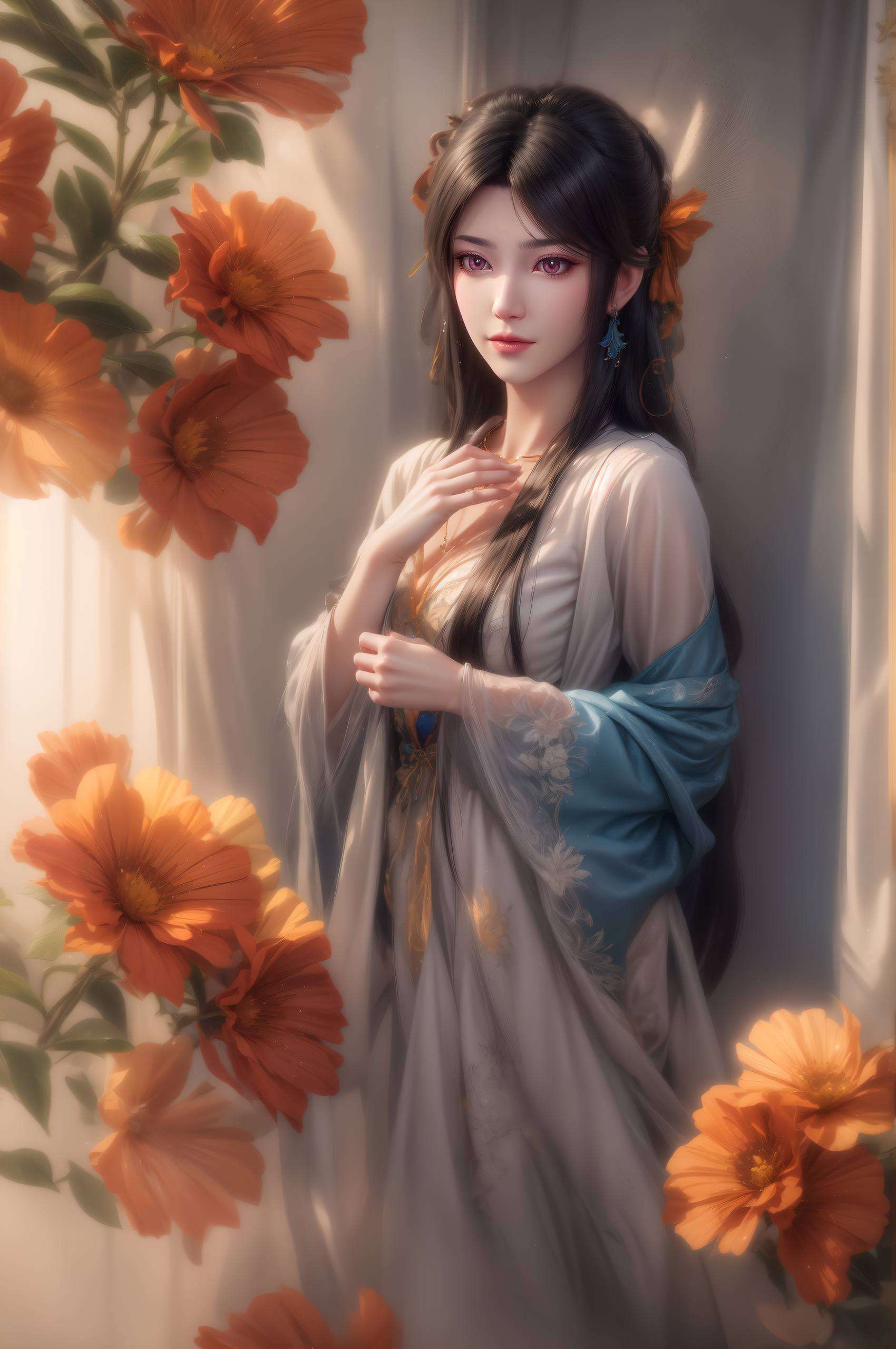 夭夭如同一抹清新的绿意她的眼神深邃如星辰