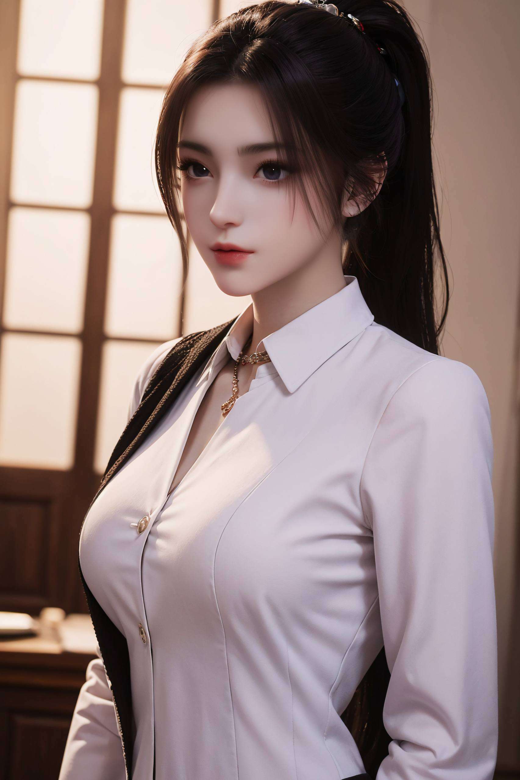 仿佛是从古代穿越而来的才女手持竹简